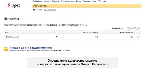 Определение количества страниц в индексе с помощью Яндекс.Вебмастер