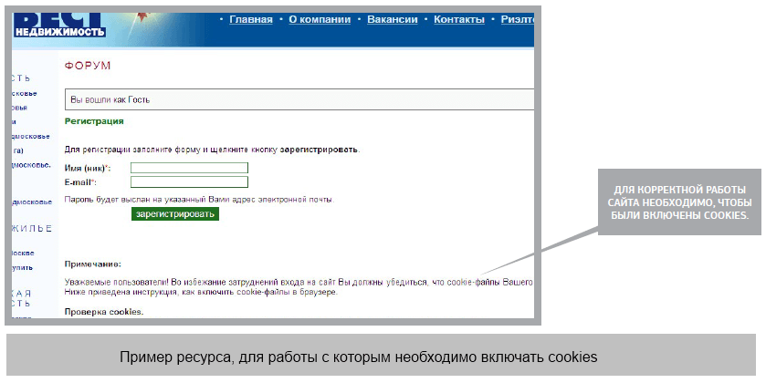 Пример ресурса, для работы с которым необходимо включать cookies