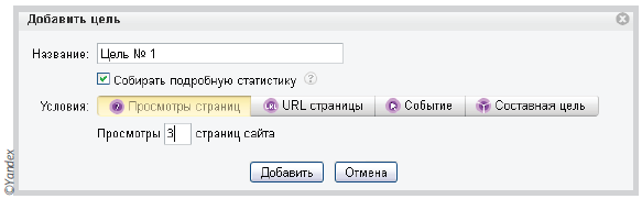 Настройка целей в Яндекс.Метрике